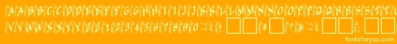 DanielRegular-Schriftart – Gelbe Schriften auf orangefarbenem Hintergrund