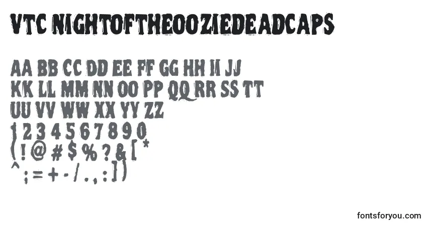 Шрифт Vtc Nightoftheooziedeadcaps – алфавит, цифры, специальные символы