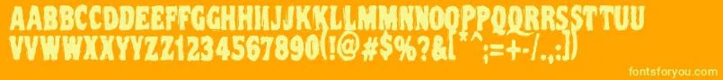 Vtc Nightoftheooziedeadcaps-Schriftart – Gelbe Schriften auf orangefarbenem Hintergrund