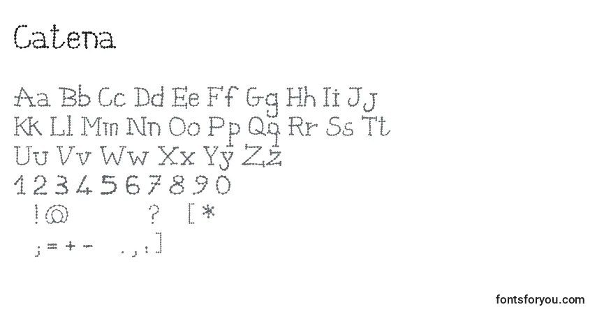 Czcionka Catena – alfabet, cyfry, specjalne znaki