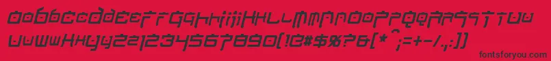 NipponTechCondensedItalic Font – Black Fonts on Red Background