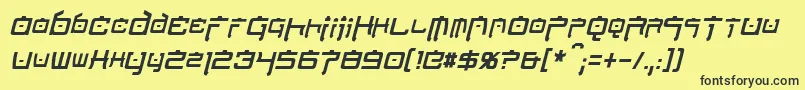 NipponTechCondensedItalic Font – Black Fonts on Yellow Background