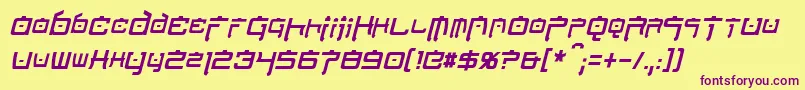 NipponTechCondensedItalic Font – Purple Fonts on Yellow Background