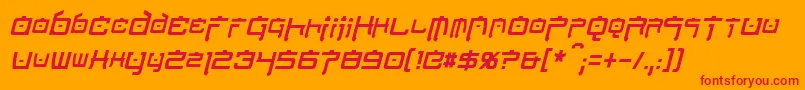 NipponTechCondensedItalic Font – Red Fonts on Orange Background