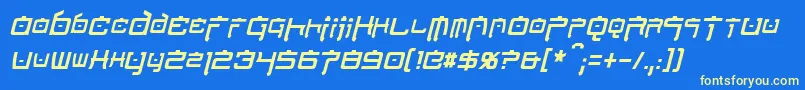 NipponTechCondensedItalic Font – Yellow Fonts on Blue Background