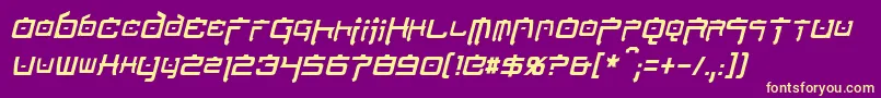 NipponTechCondensedItalic Font – Yellow Fonts on Purple Background