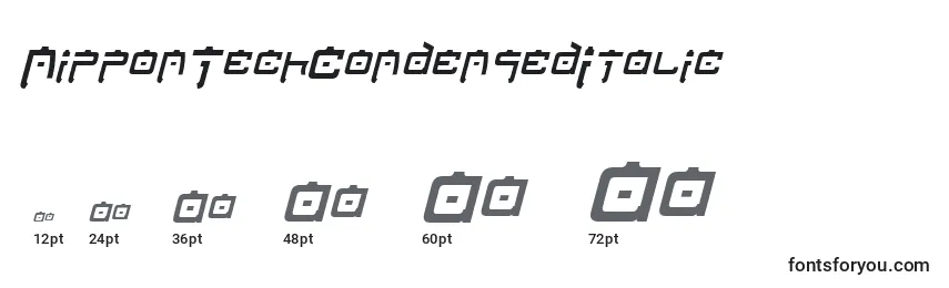 NipponTechCondensedItalic (65106) Font Sizes