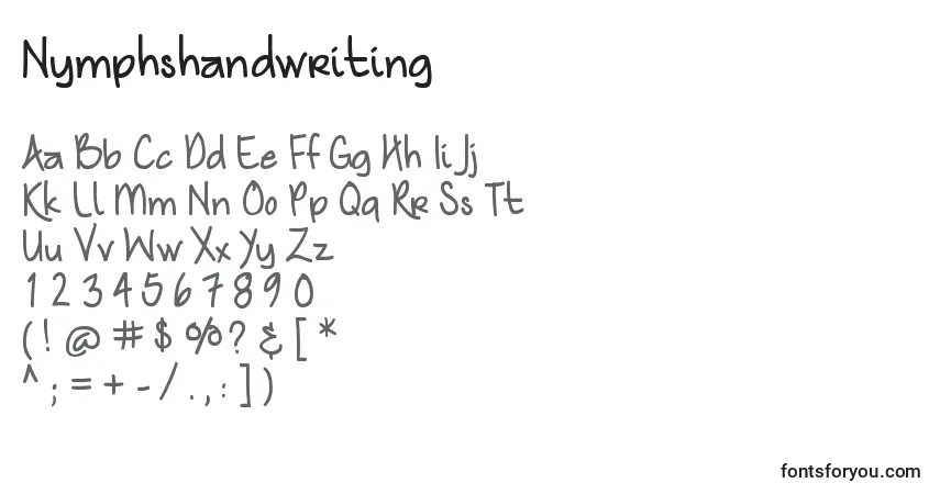 Шрифт Nymphshandwriting – алфавит, цифры, специальные символы