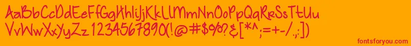 Nymphshandwriting-Schriftart – Rote Schriften auf orangefarbenem Hintergrund