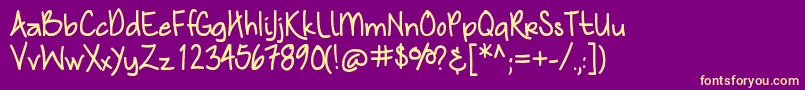 Nymphshandwriting Font – Yellow Fonts on Purple Background