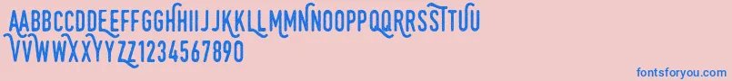 Monthoers Font – Blue Fonts on Pink Background