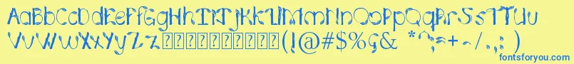 フォントHojasPlata0.2 – 青い文字が黄色の背景にあります。