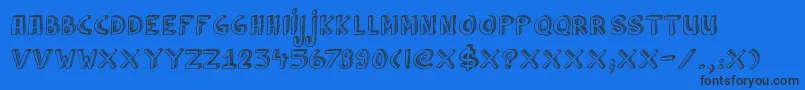 DkCulDeSac-Schriftart – Schwarze Schriften auf blauem Hintergrund