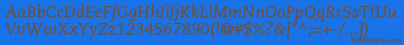 PmnCaeciliaLt56Italic Font – Brown Fonts on Blue Background