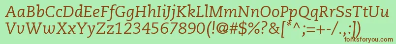 PmnCaeciliaLt56Italic Font – Brown Fonts on Green Background