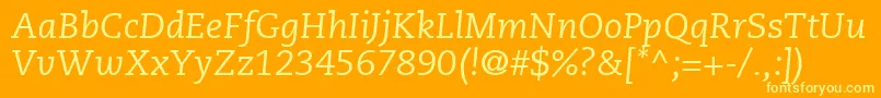 PmnCaeciliaLt56Italic Font – Yellow Fonts on Orange Background