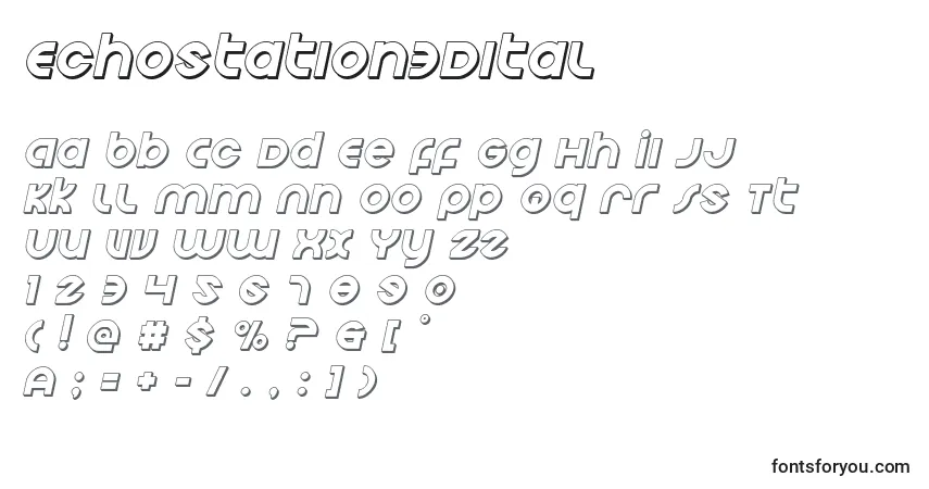 Czcionka Echostation3Dital – alfabet, cyfry, specjalne znaki