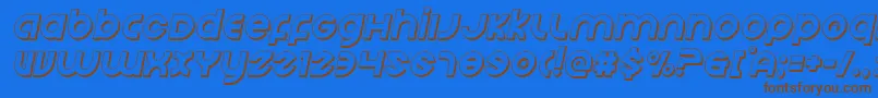 フォントEchostation3Dital – 茶色の文字が青い背景にあります。