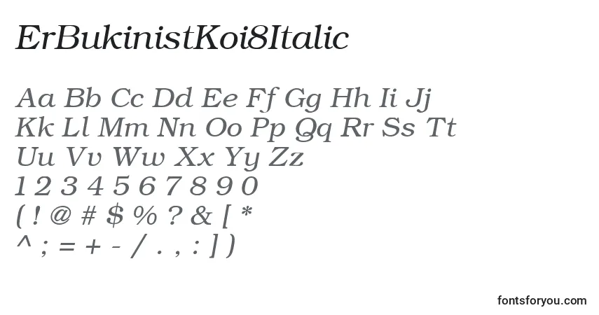 Шрифт ErBukinistKoi8Italic – алфавит, цифры, специальные символы