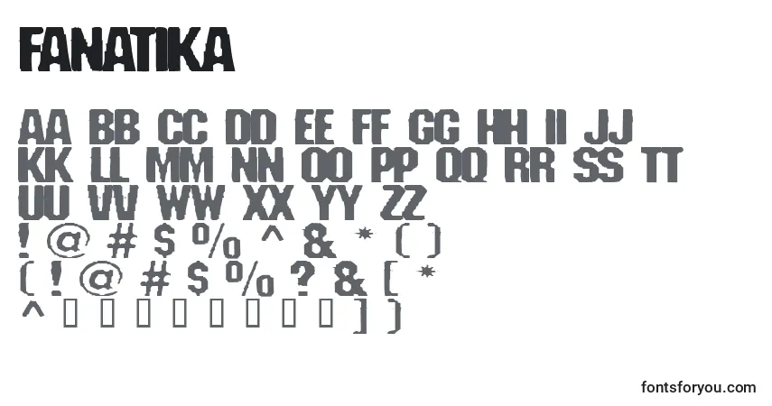 Шрифт Fanatika – алфавит, цифры, специальные символы