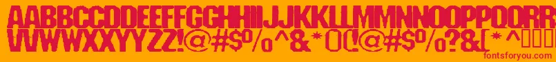 Fanatika-Schriftart – Rote Schriften auf orangefarbenem Hintergrund