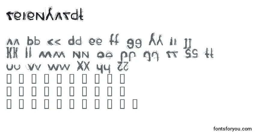 A fonte Reienhardt – alfabeto, números, caracteres especiais