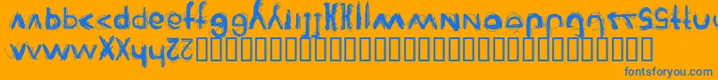 Reienhardt-Schriftart – Blaue Schriften auf orangefarbenem Hintergrund