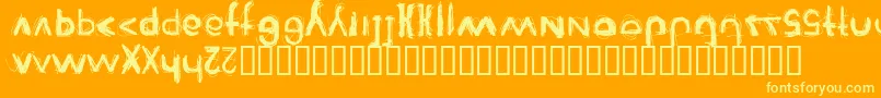 Reienhardt-Schriftart – Gelbe Schriften auf orangefarbenem Hintergrund