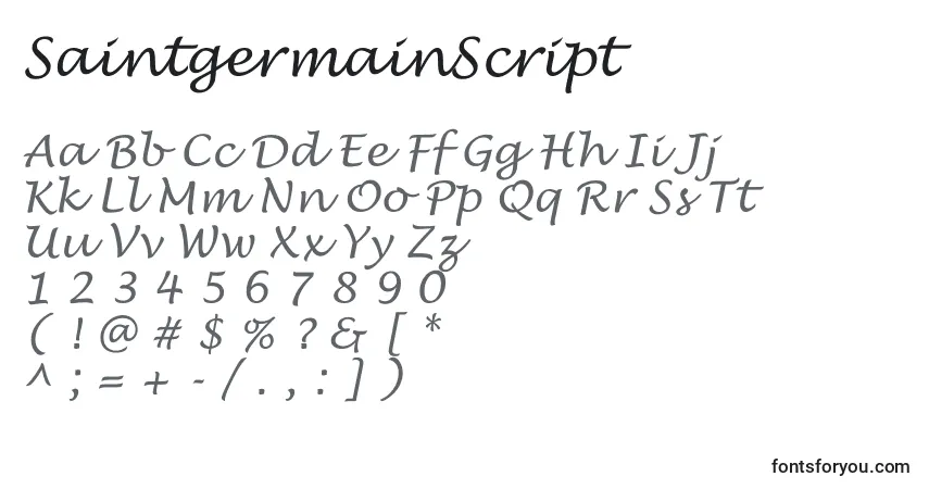 SaintgermainScript-fontti – aakkoset, numerot, erikoismerkit