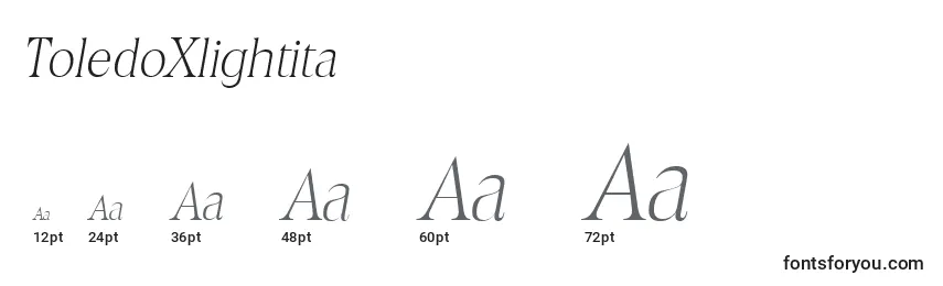 ToledoXlightita Font Sizes