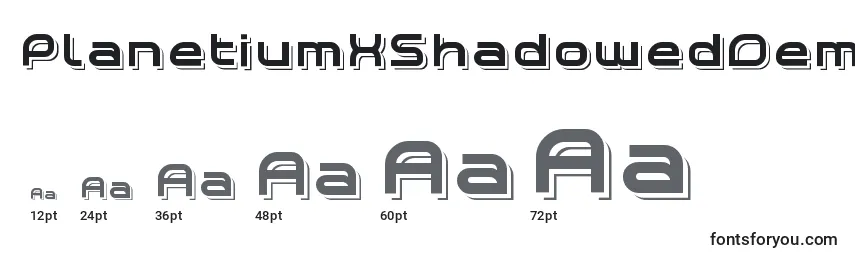 PlanetiumXShadowedDemo Font Sizes