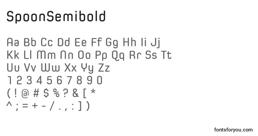 Schriftart SpoonSemibold – Alphabet, Zahlen, spezielle Symbole