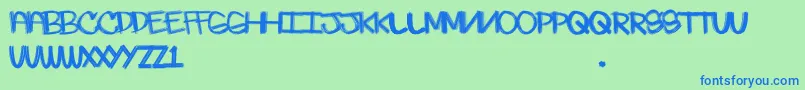 Skratchie Font – Blue Fonts on Green Background