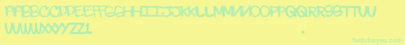 Skratchie-Schriftart – Grüne Schriften auf gelbem Hintergrund