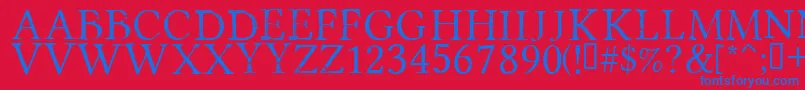 PortmanteauRegular Font – Blue Fonts on Red Background