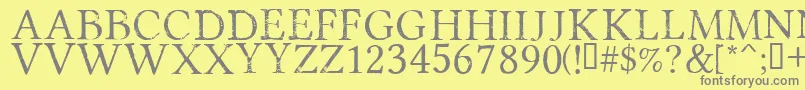 PortmanteauRegular-Schriftart – Graue Schriften auf gelbem Hintergrund