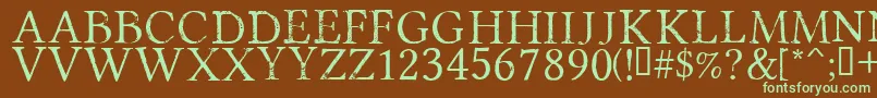 PortmanteauRegular-fontti – vihreät fontit ruskealla taustalla