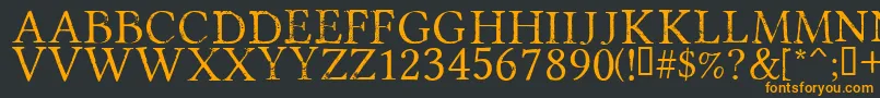 PortmanteauRegular-Schriftart – Orangefarbene Schriften auf schwarzem Hintergrund