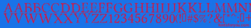 PortmanteauRegular Font – Red Fonts on Blue Background