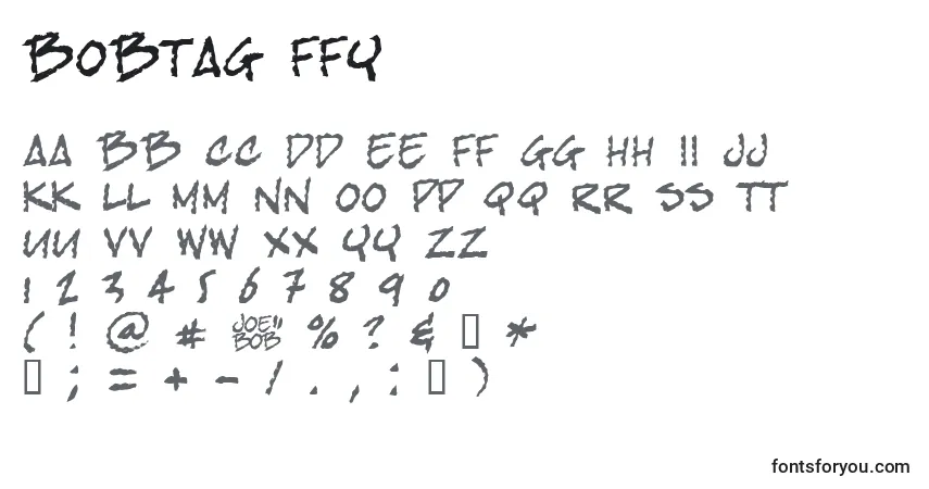 A fonte Bobtag ffy – alfabeto, números, caracteres especiais