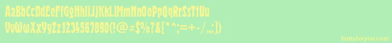 フォントHeroldcondc – 黄色の文字が緑の背景にあります