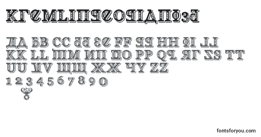 A fonte KremlinGeogianI3D – alfabeto, números, caracteres especiais