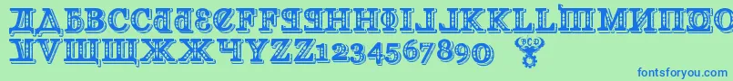 KremlinGeogianI3D Font – Blue Fonts on Green Background