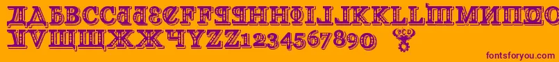 KremlinGeogianI3D-fontti – violetit fontit oranssilla taustalla