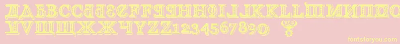 KremlinGeogianI3D Font – Yellow Fonts on Pink Background