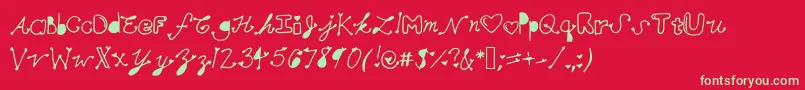 フォントMollymfont – 赤い背景に緑の文字