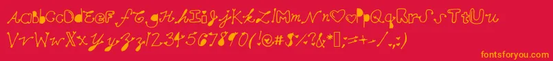 Mollymfont-Schriftart – Orangefarbene Schriften auf rotem Hintergrund