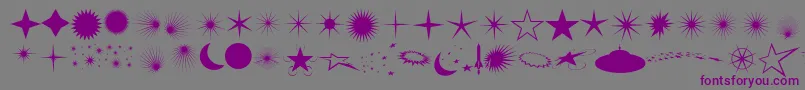 フォントFcoflares – 紫色のフォント、灰色の背景