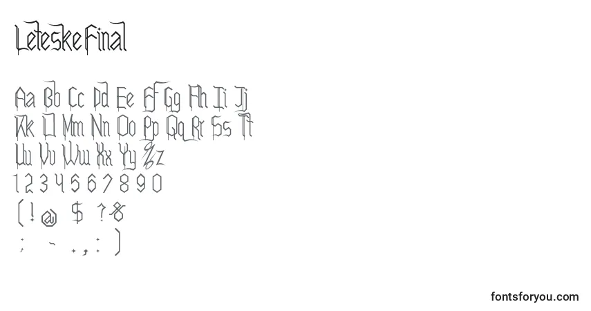 Czcionka LeteskeFinal – alfabet, cyfry, specjalne znaki