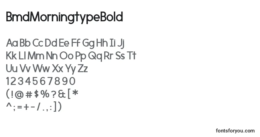 A fonte BmdMorningtypeBold – alfabeto, números, caracteres especiais